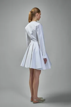 Alaïa Asym Belt Dress In Poplin - LABELS