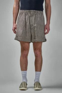 Bottega Veneta Knotted Viscose Check Shorts - LABELS