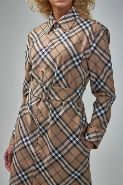 Burberry Check Wool Blend Shirt Dress - LABELS