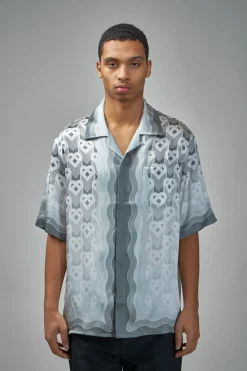 Casablanca Short Sleeve Cuban Collar Shirt Gradient Heart Monogram - LABELS