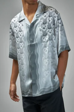 Casablanca Short Sleeve Cuban Collar Shirt Gradient Heart Monogram - LABELS