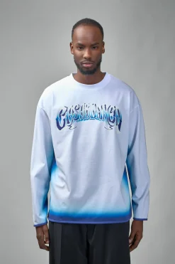 Casablanca Spray Dye Gradient Faded Logo Long Sleeve T-Shirt - LABELS