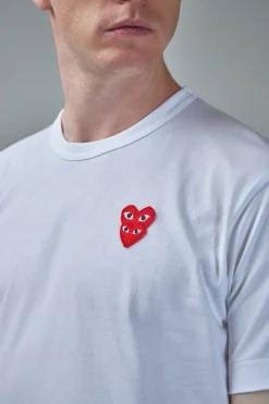 CDG Play Double Heart T-shirt white - LABELS