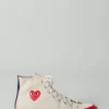 CDG Play Hi Top Red Sole white - LABELS