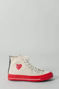 CDG Play Hi Top Red Sole white - LABELS