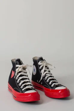 CDG Play Hi Top Red Sole black - LABELS