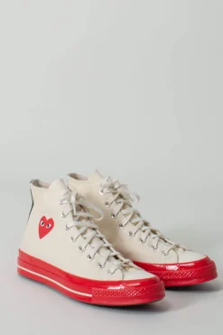 CDG Play Hi Top Red Sole white - LABELS