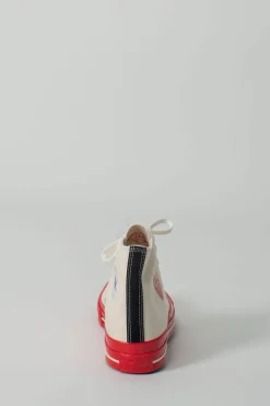 CDG Play Hi Top Red Sole white - LABELS