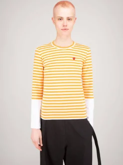 CDG Play Ladies T-shirt Knit yellow white - LABELS