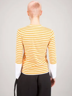 CDG Play Ladies T-shirt Knit yellow white - LABELS