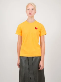 Comme Des Garcons Yellow Purple Small Heart Tee - LABELS