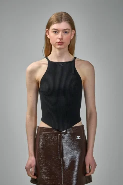 Courrèges Pointy Buckle Rib Knit Top - LABELS
