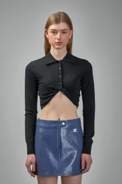 Courrèges Twist Light Wool Cropped Polo - LABELS