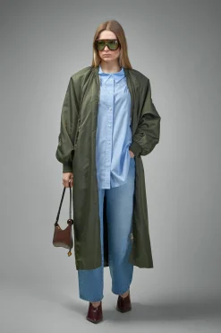 Frenken Reward Long Nylon Bomber Jacket Coat - LABELS