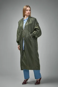 Frenken Reward Long Nylon Bomber Jacket Coat - LABELS