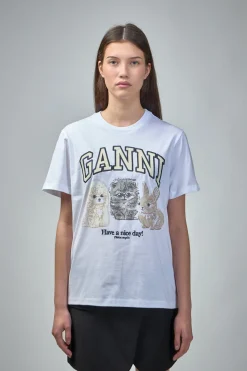 Ganni Basic Cotton Jersey Animals Relaxed T-Shirt - LABELS
