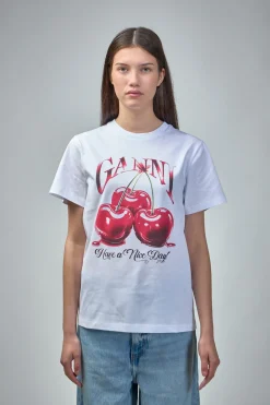 Ganni Basic Jersey Cherry Relaxed T-Shirt - LABELS