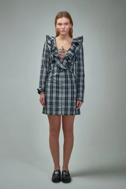Ganni Check cotton Mini Dress black 099 - LABELS