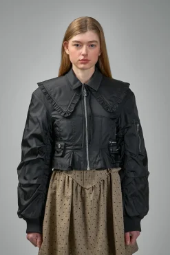 Ganni Duchesse Nylon Fitted Jacket - LABELS