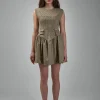 Ganni Flock Check Suiting Corset Mini Dress - LABELS