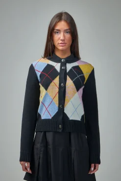 Ganni Harlequin Wool Mix Knit Cardigan - LABELS