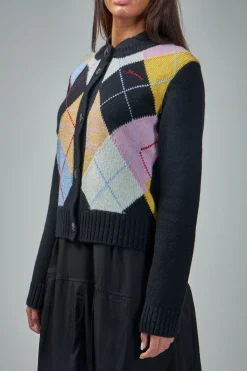 Ganni Harlequin Wool Mix Knit Cardigan - LABELS