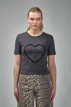 Ganni Heavy Cotton Heart Small T-Shirt - LABELS