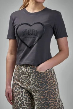 Ganni Heavy Cotton Heart Small T-Shirt - LABELS