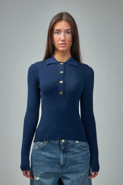 Ganni Mini Ribbed Merino Polo - LABELS