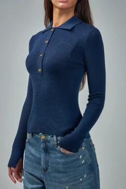 Ganni Mini Ribbed Merino Polo - LABELS