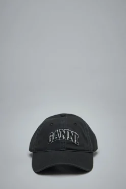 Ganni Washed Cotton Canvas Cap Embroidery - LABELS