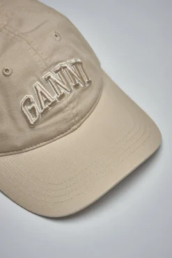 Ganni Washed Cotton Canvas Cap Embroidery - LABELS