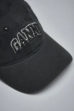 Ganni Washed Cotton Canvas Cap Embroidery - LABELS
