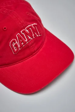Ganni Washed Cotton Canvas Cap Embroidery - LABELS