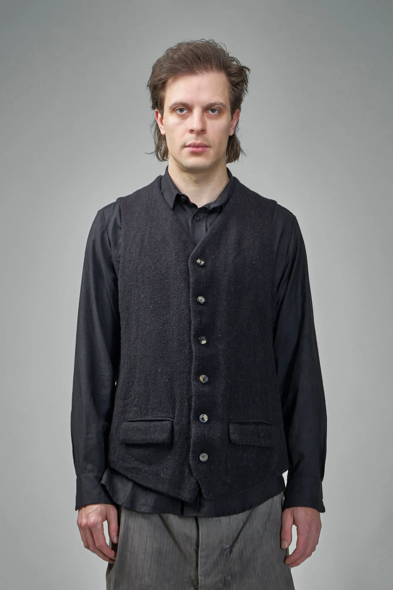Geoffrey B. Small EV8J06 Handmade Single Breasted 6-Buttons Central, Single Vent Waistcoat - LABELS