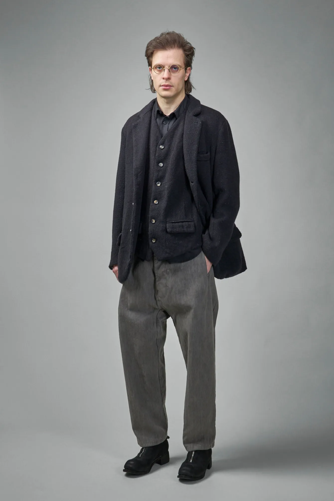 Geoffrey B. Small EV8J05 Handmade Extended Length Single-Breasted 3 Button Jacket - LABELS