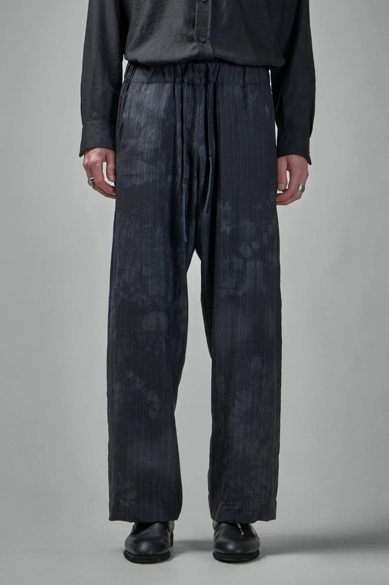 Geoffrey B. Small EV8P13 Handmade Relaxed-fit Straight Leg Tailored Elastic Waist Drawstring Trouser - LABELS