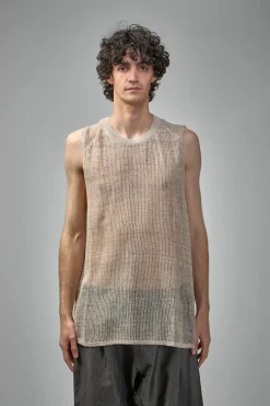 Jan-Jan Van Essche KNIT#62 Loose Fit Mesh Tank Top Linen Cotton Yarn - LABELS