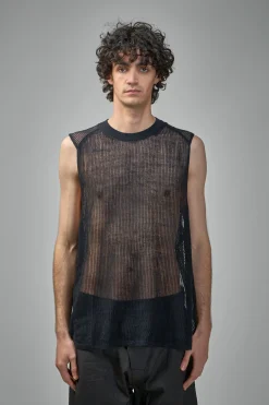Jan-Jan Van Essche KNIT#62 Loose Fit Mesh Tank Top Linen Cotton Yarn - LABELS