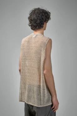 Jan-Jan Van Essche KNIT#62 Loose Fit Mesh Tank Top Linen Cotton Yarn - LABELS