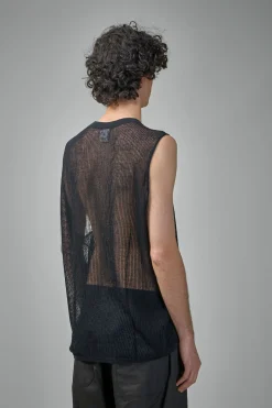 Jan-Jan Van Essche KNIT#62 Loose Fit Mesh Tank Top Linen Cotton Yarn - LABELS