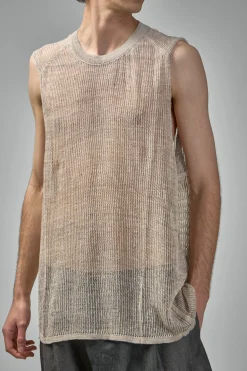 Jan-Jan Van Essche KNIT#62 Loose Fit Mesh Tank Top Linen Cotton Yarn - LABELS