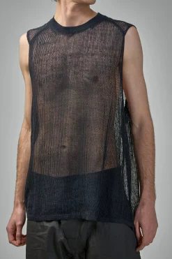 Jan-Jan Van Essche KNIT#62 Loose Fit Mesh Tank Top Linen Cotton Yarn - LABELS