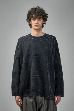 Jan-Jan Van Essche KNIT#70 Ripple Structure Crewneck Knitted Sweater Linen Cotton Yarn - LABELS