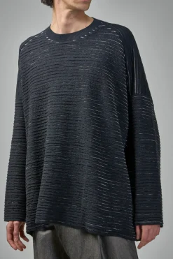Jan-Jan Van Essche KNIT#70 Ripple Structure Crewneck Knitted Sweater Linen Cotton Yarn - LABELS