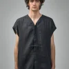 Jan-Jan Van Essche SHIRT#104 Sleeveless V-Neck Shirt Fine Cavalry Twill - LABELS