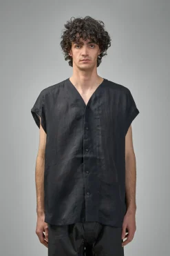 Jan-Jan Van Essche SHIRT#104 Sleeveless V-Neck Shirt Fine Cavalry Twill - LABELS