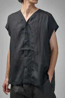 Jan-Jan Van Essche SHIRT#104 Sleeveless V-Neck Shirt Fine Cavalry Twill - LABELS