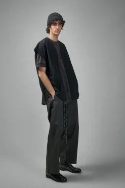 Jan-Jan Van Essche TROUSERS#84 Oversized 6-Pocket Workwear Style Trousers Coated Cloth - LABELS