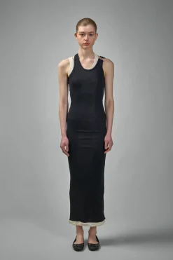 Jean Paul Gaultier Cotton Ribbed Twisted Double Layer Sleeveless Dress - LABELS
